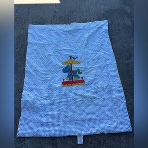 VTG The Red Calliope Carousel Horse Multicolored  Crib Comforter and Sheet